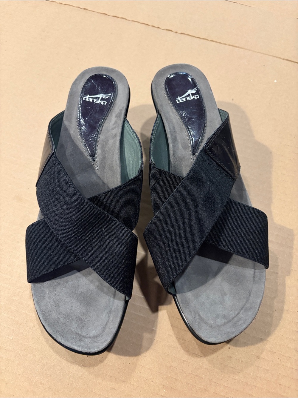 Dansko Black Crisscross Slide Sandals for Women